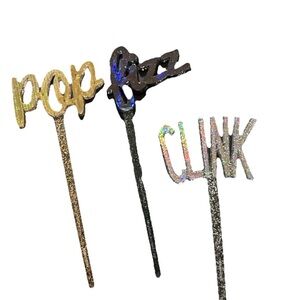 Glittery Gold, Black, and Silver Party Picks 17 total